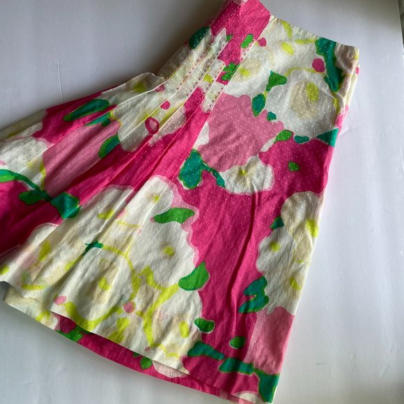Lilly Pulitzer Pink Pleated Skirt 4 Floral Flower Cotton Caldwell Diddy - Picture 8 of 8